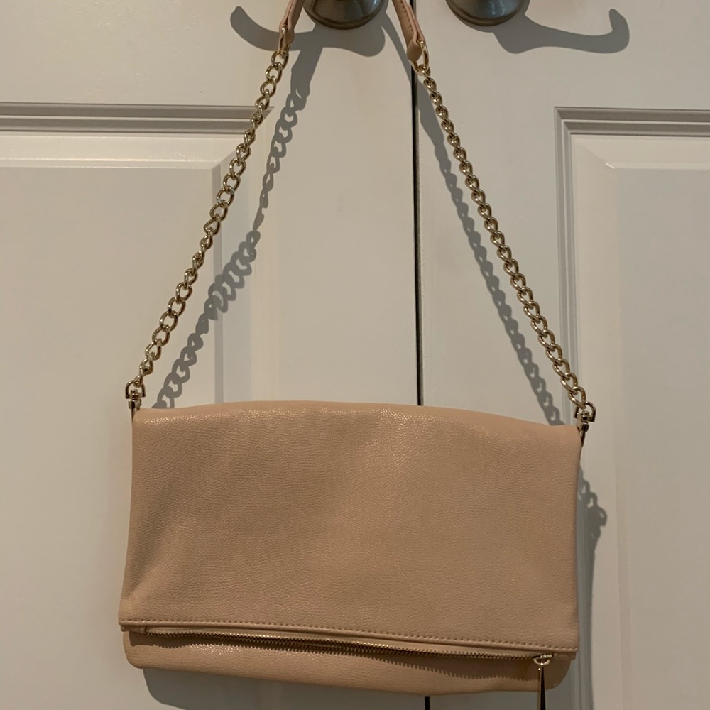 Pink Clutch with Gold Chain, NWOT